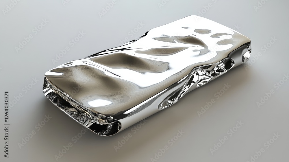 Poster a high-tech silver device rendered in 3d, showing off its smooth, digital surface and modern design 
