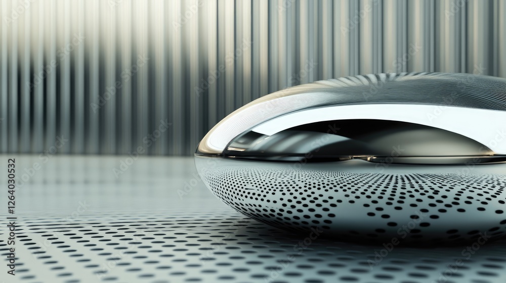Poster a high-tech silver device rendered in 3d, showing off its smooth, digital surface and modern design 