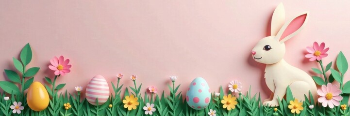 Handmade paper cut Easter bunny egg , decoration, spring, Easter eggs