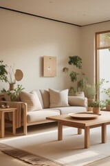 Fototapeta premium Minimalist Living Room With Neutral Tones And Natural Light