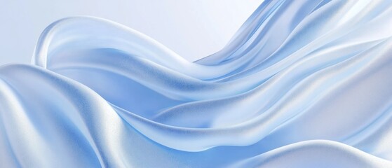 Obraz premium Soft blue silk fabric gracefully drapes and flows, creating an elegant texture with subtle light reflections in a serene background
