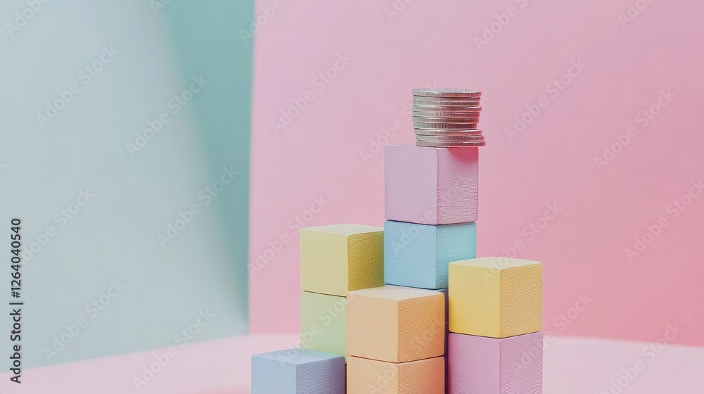Aufkleber a thoughtful representation of tax planning for 2025, with a neat stack of coins and tax blocks high