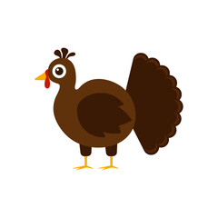 Vector cute turkey side view on white background.