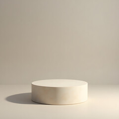 Minimalist cream podium for product display. Clean background and neutral color palette for versatile use.