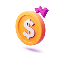 Obraz premium 3D graphic of a declining dollar coin