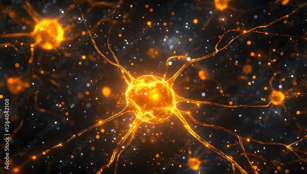 Aufkleber neural network glowing in dark space