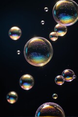 a close up of a bunch of bubbles floating in the air