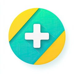 Fototapeta premium Colorful plus icon, graphic design, app button, digital interface