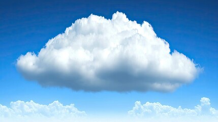 A fluffy white cloud floating in a clear blue sky with soft clouds in the background