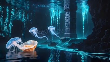 Abstract background with a cave