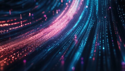 Abstract data flow, swirling lines of digital particles, futuristic network background