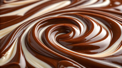 Swirling chocolate and cream create a delicious and mesmerizing abstract pattern.