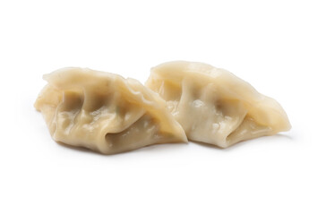 Fresh gyoza dumplings isolated on white. Chinese cuisine