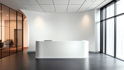 Modern Reception Area with a Sleek White Desk