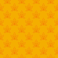 Seamless pattern maple leaves line icon.