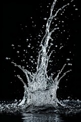 a close up of a water splash with a black background