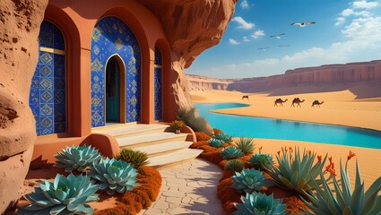 Oasis in the desert ai generated