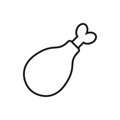 Fried chicken leg line icon on white background.