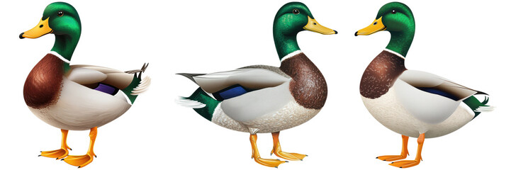 Obraz premium Colorful Cartoon Ducks in Various Poses Showing Quirky Features