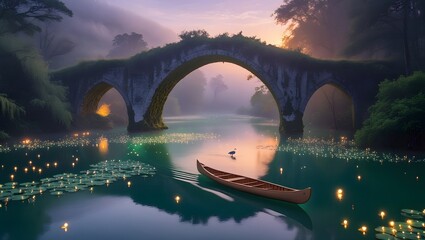 Bridge over the river ai generated image