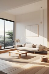 Fototapeta premium Minimalist Living Room Design With Natural Light