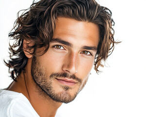 Fototapeta premium Man portrait on white background