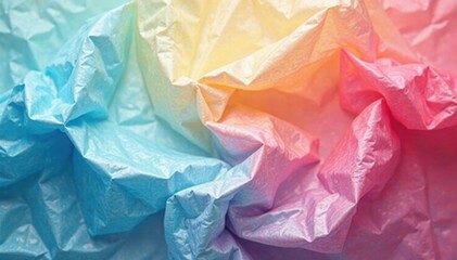 Wrinkled plastic wrap with deep creases and folds , plastic, crease