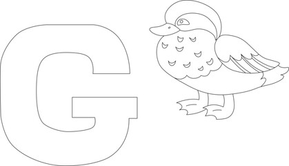 cute garganey next to the letter G