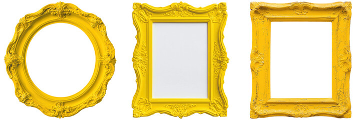 Vibrant Yellow Frames in Various Shapes for Creative Display