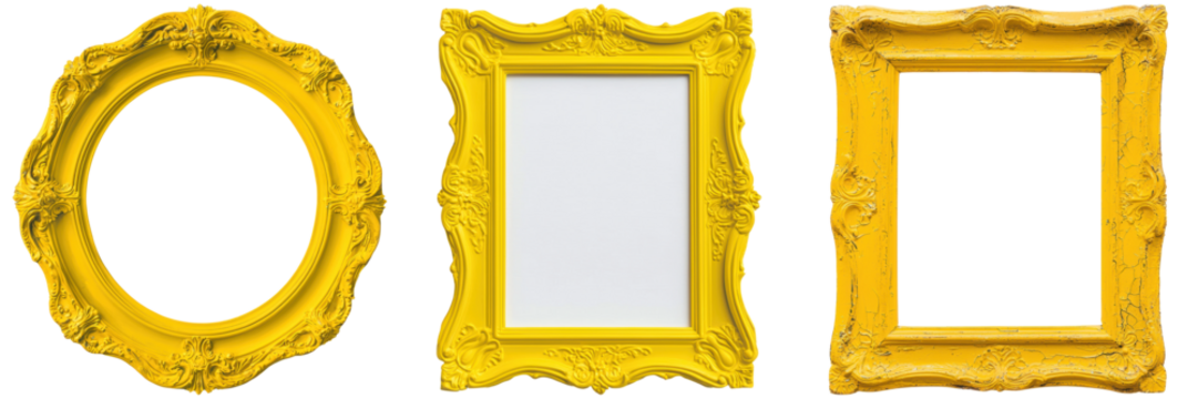 Vibrant Yellow Frames in Various Shapes for Creative Display