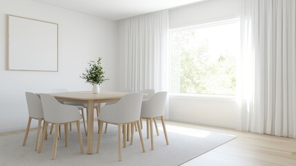 Fototapeta premium Modern Dining Room Interior, Bright, Minimalist Design
