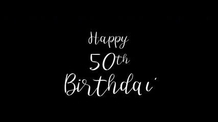 White text celebrating a 50th birthday, great for greeting cards, social media announcements, and party decorations for the milestone event.