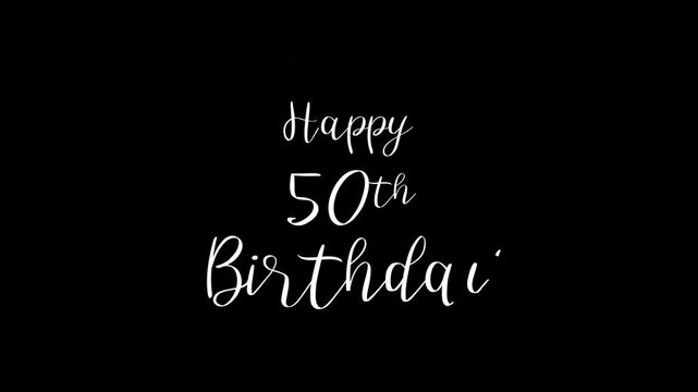 White text celebrating a 50th birthday, great for greeting cards, social media announcements, and party decorations for the milestone event.