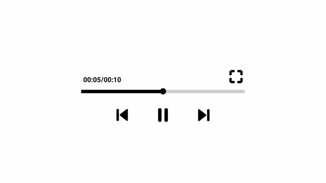  Music player scroll bar button with audio reactor, zero to ten sec Music timeline or video track player, Timeline bar moving as song media playing, Audio music timeline bar moving with track on trans