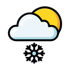 Cloud with snowflake and sun illustration