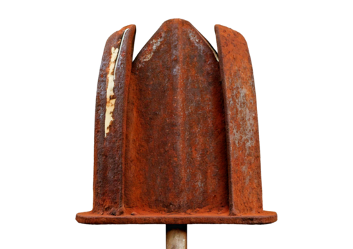 Rusty metal armature isolated on transparent or white background