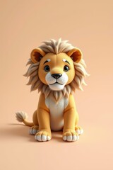 Obraz premium there is a small stuffed lion sitting on a pink surface