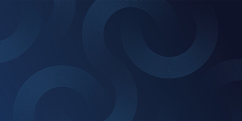 Abstract blue geometric lines glowing on dark blue background. Modern shiny blue circle lines pattern. Futuristic technology concept. Suitable for covers, posters, eps 10.