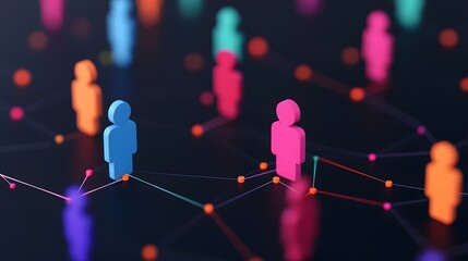 A creative depiction of demographic segmentation with glowing heatmaps and persona clusters forming into vibrant dynamic trend graphs