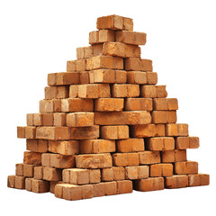 Fototapeta premium Pile of orange clay bricks arranged in a pyramid shape, ideal for construction and home improvement projects
