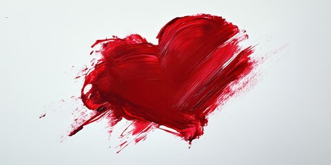 Vivid red heart with layered brushstrokes against pristine white; top layer deepens for depth and emotion