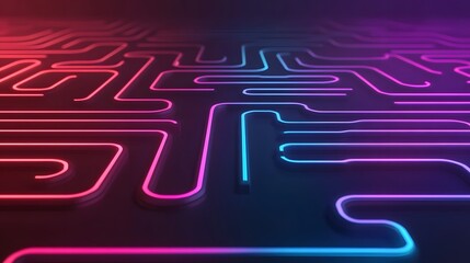 Abstract futuristic design showcasing strategy planning with glowing preference clusters connected by neon lines leading to segmented action paths representing the interconnected nature of technology