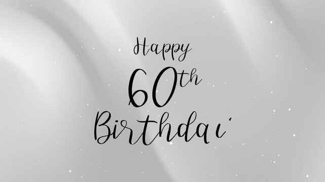 Black happy 60th birthday greeting on a white background, perfect for birthday cards, invitations, and celebratory social media posts. - Powered by Adobe