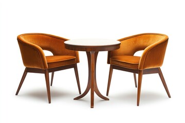 Elegant Mid Century Modern Chairs and Small Table Set