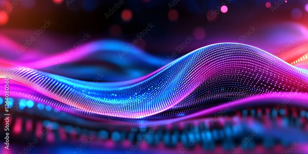 Poster dynamic abstract digital waves representing big data flow virtual environment graphic design aesthet