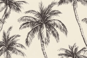 Hand Drawn Sketch of Tropical Palm Trees