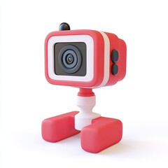 Fototapeta premium camera, 3d style imitation, cartoon icon, white background