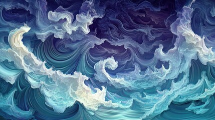 Abstract swirling cloudscape digital art, cosmic background, website design