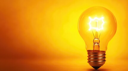 A glowing light bulb emitting bright yellow light, symbolizing innovation and ideas.