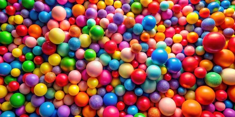 Fototapeta premium Vibrant colorful background with assorted balls in various sizes and colors scattered around, creating a playful and lively atmosphere, assorted, texture